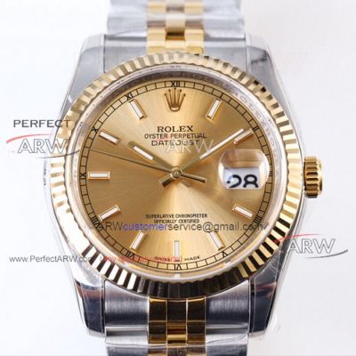 ARF Rolex DateJust 36mm Gold Face Swiss-3135 AR Rolex Watch